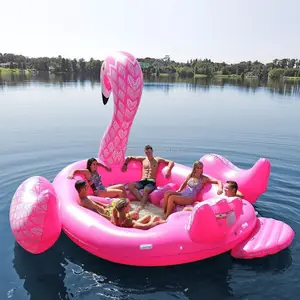 Flotador de agua inflable para 6 personas, balsa de salón, Isla de flamenco, 6 personas, Isla de fiesta de aves, nuevo diseño, disponible