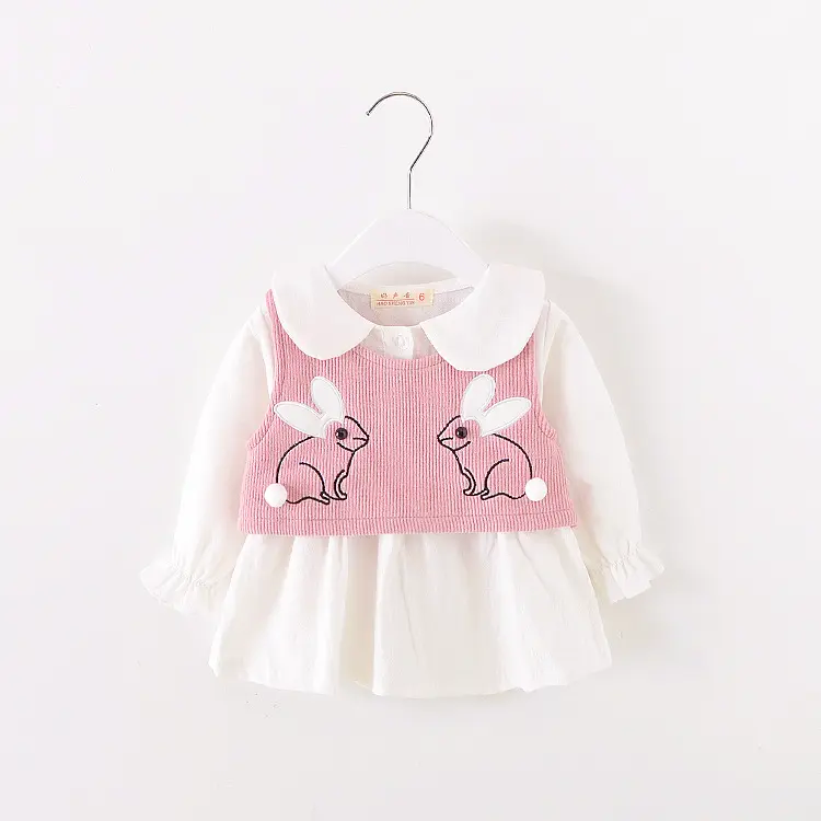 Hao Baby-vestido de princesa de manga larga para niñas, traje de conejo con solapa, versión coreana, otoño 2022