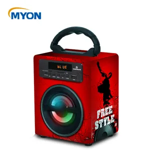 Myon עץ מוסיקה בית תיאטרון מערכת רמקול Boombox LED אור Bluetooth אלחוטי רמקולים