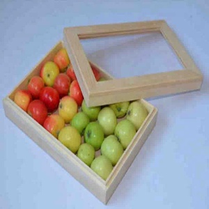 Toko belum selesai tutup bening kotak apel kayu kerajinan kayu buatan tangan untuk tampilan buah & tanda dinding
