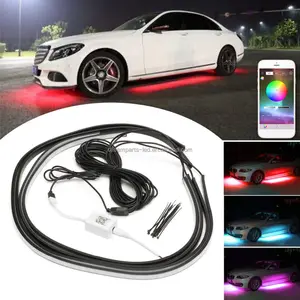 Tira de tubo LED debajo del coche, Kit de luz de neón para el cuerpo, 12V, accesorios universales para coche, lámpara Flexible Universal para capó de coche, RGB CN;GUA