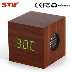Fournisseur chine nouvelle bois bluetooth haut - parleur cube avec horloge fonction wireless charging