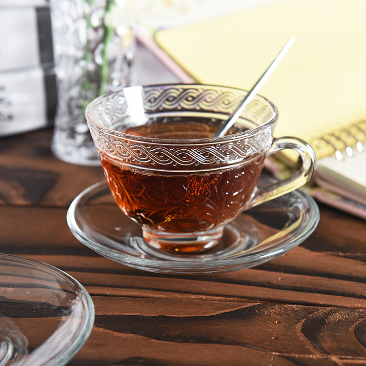 Wholesale Custom China glass tea cup and saucer set