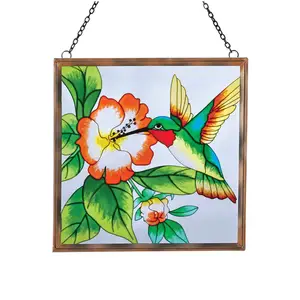 Hummingbird vidro manchado suncatcher