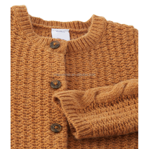 Abbigliamento da ragazza per bambini tinta unita autunno e inverno caldo cotone button-down bambini bambino ragazza cardigan maglione - Product Image 3
