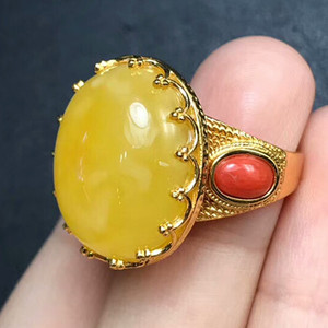 Vendita calda alla moda regolabile giallo <span class=keywords><strong>ambra</strong></span> naturale della pietra preziosa <span class=keywords><strong>anello</strong></span> di fidanzamento <span class=keywords><strong>argento</strong></span> 925 gioielli per le donne - Product Image 4