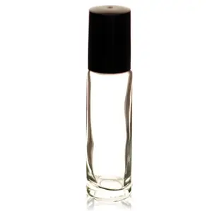 Hoge Kwaliteit Amber 10Ml Glazen Roll Op Flessen Met Zwarte Behuizing Roestvrij Staal Rollerball Voor Essentiële Oliën