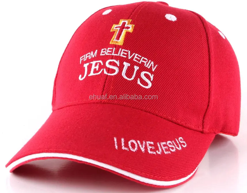 6 panel good quality jesus embroidered baseball cap with insert bill