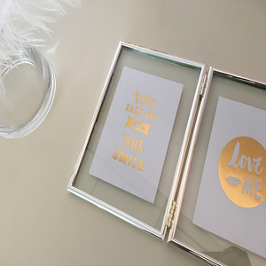 Tùy Chỉnh 2 Lỗ Mở Thủy Tinh Trong Suốt Kim Loại Gấp Bản Lề Bàn Máy Tính Để Bàn Khung Ảnh - Product Image 5