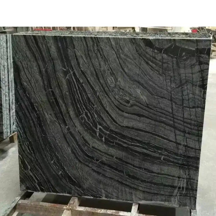 黒い森中国スラブ古代の木製の黒い磨かれたタイル大理石黒と白の大理石の階段製品