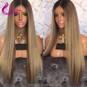 Peluca de Cabello Humano Largo y <span class=keywords><strong>Sexy</strong></span> para Mujer, con Encaje Completo, Densidad 180, Color Rubio Ceniza Degradado, Pelucas con Frente de Encaje, Cabello Humano Pre-Depilado, Liso - Product Image 2