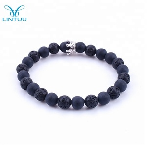 2018 Mode Chaude Bijoux Volcan Lava Mat Onyx <span class=keywords><strong>Pierre</strong></span> Roi Couronne Perle Bracelets - Product Image 3