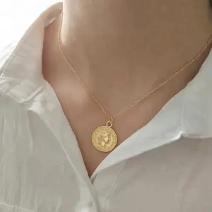 Xus 한국어 황금 라운드 925 스털링 은색 달러 동전 펜던트 목걸이