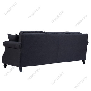 <span class=keywords><strong>Divano</strong></span> Lungo Cranston Imbottito in Tessuto di Lino <span class=keywords><strong>Nero</strong></span> per <span class=keywords><strong>Soggiorno</strong></span> - Product Image 5