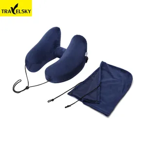 Travel Pillow Promotional H Shape Sleeping Headrest Car Neck Pillow With Hat Inflatable Air Travel Neck Pillow