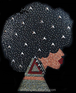 Strass thermocollants motif cristal pour transfert à chaud, motif Afro Girl rose, pour permanente capillaire, brillants, dos plat rond, 12/10 facettes - Product Image 2