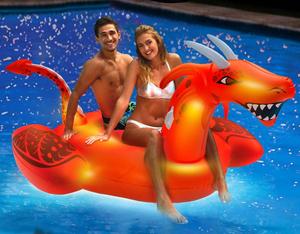 Dragon gonflable jumbo en vinyle orange personnalisé en usine sur flotteur chaise longue d'eau durable rider island - Product Image 6