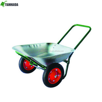 Carretilla de construcción de tres ruedas WH3600 de 100L con bandeja de plástico y mango de madera para Uganda