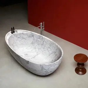美容奢华阿拉贝斯卡托椭圆形浴缸白色大理石浴缸浴室浴缸