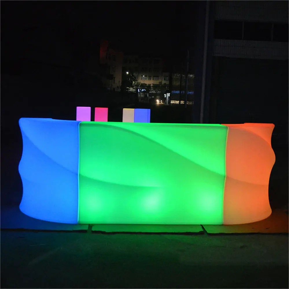 Barra de bar portátil para fiestas, iluminación led de plástico, barra alta, muebles, barra móvil