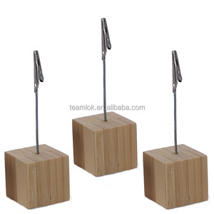 Supporto per Clip in bambù in legno cubo di bambù titolare della carta titolare della foto Clip - Product Image 1
