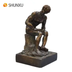 Statue d'un homme en résine, sculpture en bronze, faite à la main