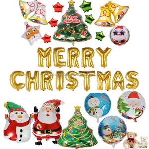 Christmas Atmosphere Decorations Santa Claus Frosty The Snowman Aluminum Film Balloon Christmas Tree Aluminum Foil Balloons