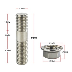 10 pièces de goujons <span class=keywords><strong>d</strong></span>'échappement en acier inoxydable de 10mm et écrous dentelés M10x1.25 Conversion de goujons boulons de cosse hauts kit <span class=keywords><strong>d</strong></span>'adaptateur de vis PQY-DEB02-10 - Product Image 4