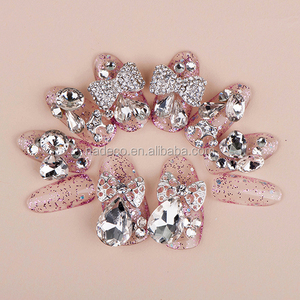 Nadeco Hồng Rhinestone Chất Liệu Abs Trang Sức Nhân Tạo Cưới Móng Tay Giả Mẹo - Product Image 2
