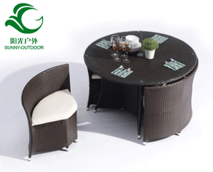 2022 حار بيع جولة الخوص طاولة من الراتان المدمجة حديقة مجموعة شرفة الأثاث - Product Image 5