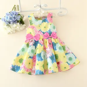 Summer Flower girl dress of 1-5years old girls frock designs beach party for holiday casual dress