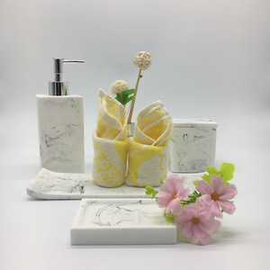Polished Faux Marble Resin <strong>Bathroom</strong> <strong>Accessories</strong> <strong>Set</strong> - Product Image 6