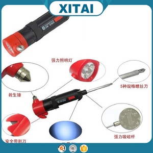XITAI 6 <span class=keywords><strong>en</strong></span> 1 Herramienta Auto Del Coche Para Salvar Vidas Martillo <span class=keywords><strong>de</strong></span> la seguridad <span class=keywords><strong>de</strong></span> Emergencia con linterna LED - Product Image 3