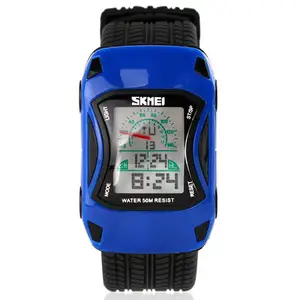 SKMEI 0961 Relógios Dos Miúdos Estilo Do Carro Dos Desenhos Animados LED Digital Watch Jelly Rubber 50m Mergulho À Prova D' Água Esportes Relógios De Pulso Para Crianças