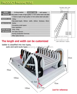 EN131 Sertifikat Keselamatan Harga Aluminium Langkah Loft Bed, 4.4M Bambu Tangga