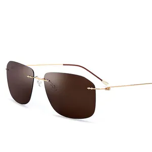 polarized lens square titanium frame luxury sun shades OEM sunglasses with your logo