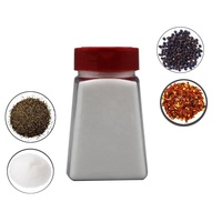 Pot en plastique à épices transparents de 300ml, pour 150 g de poudre de poivre noir, récipient de salière transparent et couvercle rouge, nouveau design