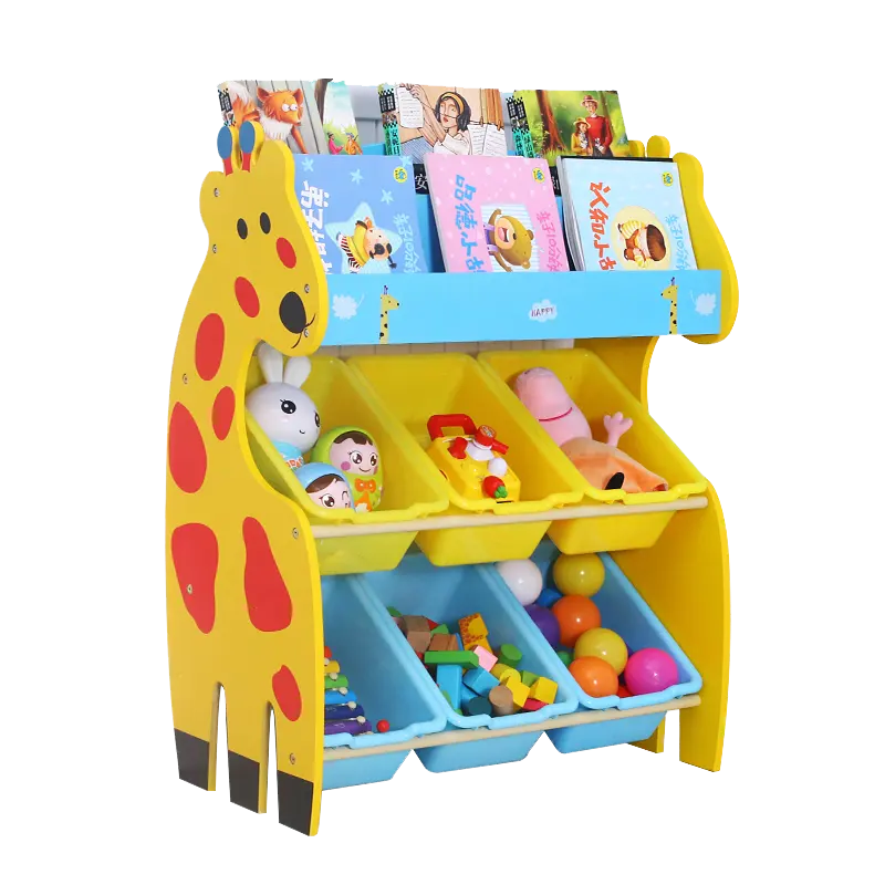 Детская мебель для спальни, деревянная игрушечная полка в виде жирафа, детский шкаф с пластиковой коробкой для хранения, распродажа