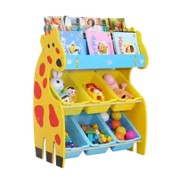 أثاث غرفة نوم الأطفال الزرافة نمط لعبة خشبية الجرف الاطفال مجلس الوزراء مع صندوق تخزين من البلاستيك للبيع