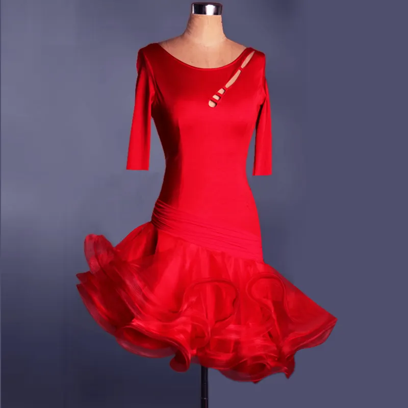 Hot sexy red ultimi disegni del vestito da ballo latino costume per le ragazze