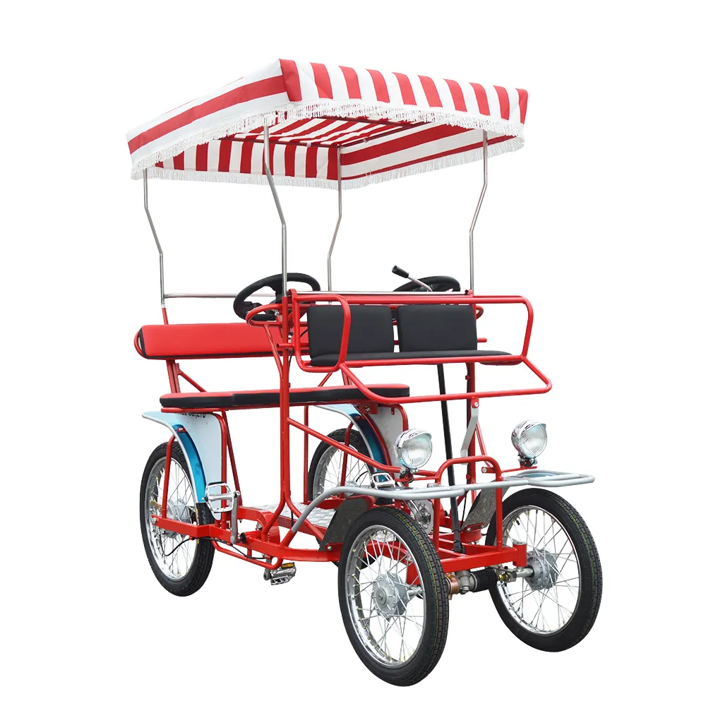 Vélo de plage Surrey à quatre roues pour 2 personnes, compatible avec cyclisme
