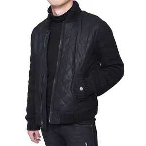 Proveedor de oro de cuero negro genuino de la motocicleta para hombre negro chaquetas ropa