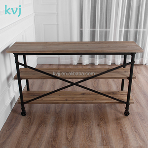 Estantería expositora industrial de <span class=keywords><strong>madera</strong></span> y hierro de tres niveles KVJ-7458 - Product Image 3