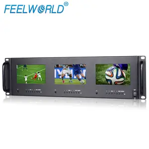 800x480 5 inch triple rack mount monitor video camera monitoring system with HDMI input for alive broadcasting