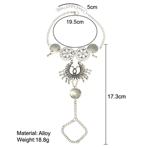 Chaîne de cheville et <span class=keywords><strong>bracelet</strong></span> de cheville pour femme, style Punk Bohème, pour fiançailles, mariage et fête, en alliage de zinc plaqué <span class=keywords><strong>argent</strong></span> antique, bijou à pampilles - Product Image 5
