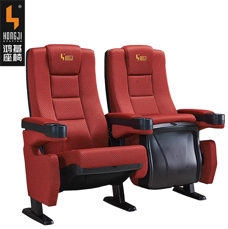 Fabricante HJ9623, diseño de sillas de cine en casa con respaldo de empuje con reposabrazos de plástico PP móviles