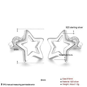 DES14 vendita calda minimalista 925 in argento Sterling cava piccola stella a forma di pentagramma orecchini gioielli - Product Image 6