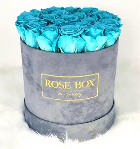 Luxury round mom suede velvet flower gift packaging boxes for valentine's day mother's day roses flowers