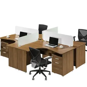 Competitive Preço L-shaped 4 pessoa cubículo de escritório mobiliário de escritório estação de trabalho de 120 graus