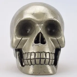 Khuyến Mại Tay Chạm Khắc Skull Điêu Khắc Pyrite Thực Tế Crystal Skull